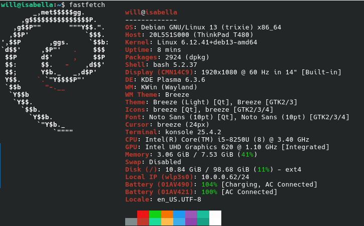 fastfetch for newly Linux machine